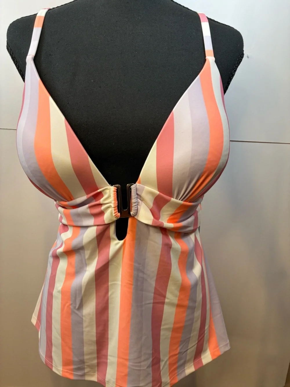 Arizona Jeans Co Mynah Striped Tankini Top NWT Size XXL Push-Up Swim Top